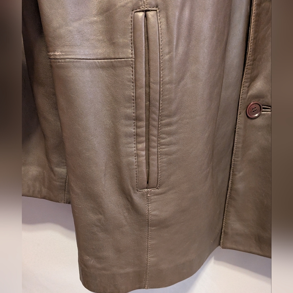 Dark Brown NICOLE MILLER Lambskin LEATHER Men's Jacket XL Chest 50" - Picture 5 of 9